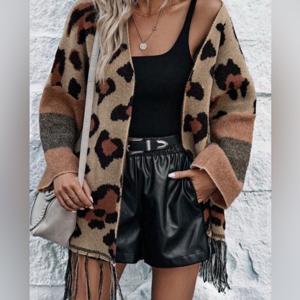 Animal Print Open Front Lightweight Cardigan Brand New